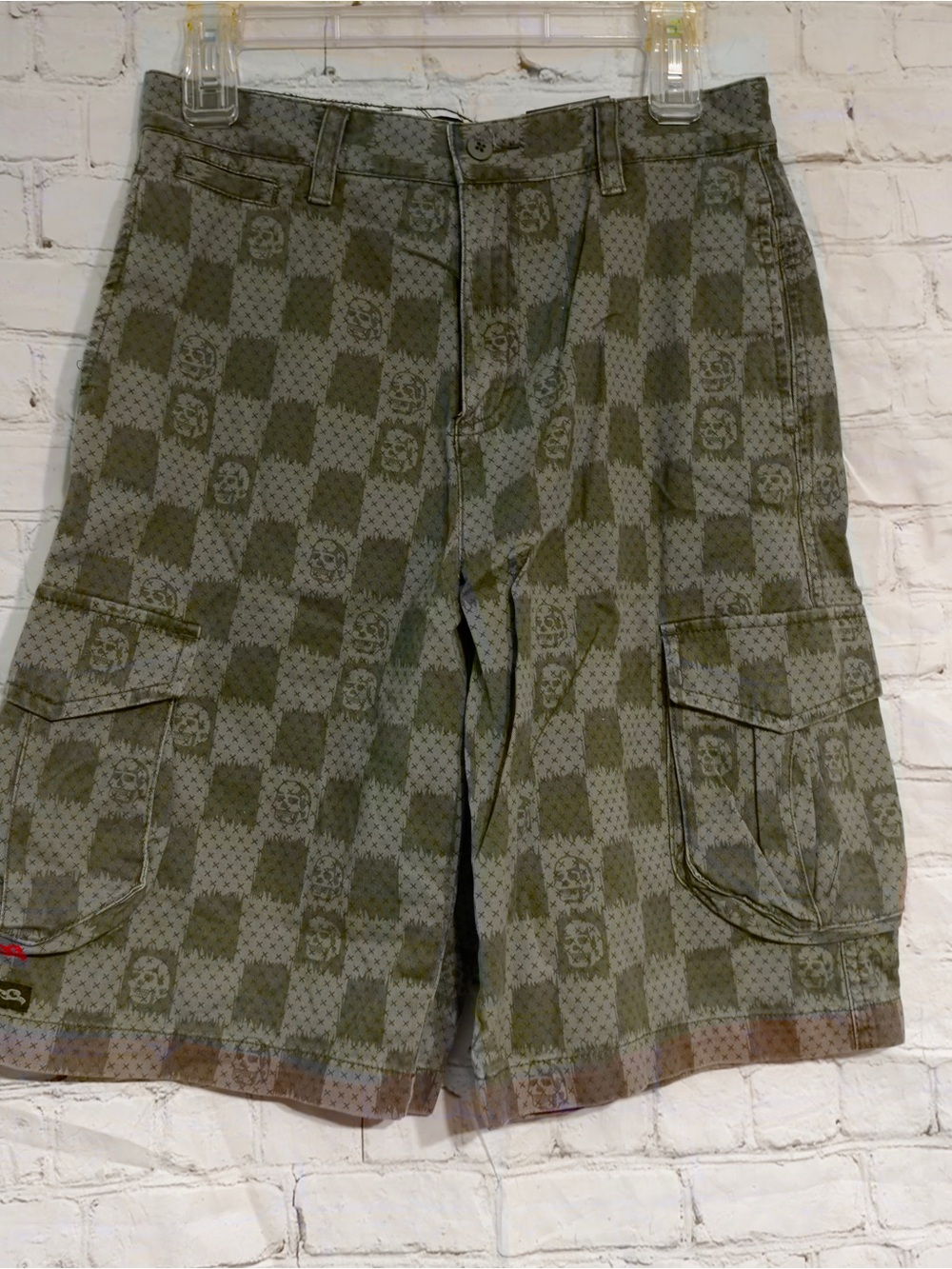 Tony Hawk Olive Green Checker Cargo Shorts